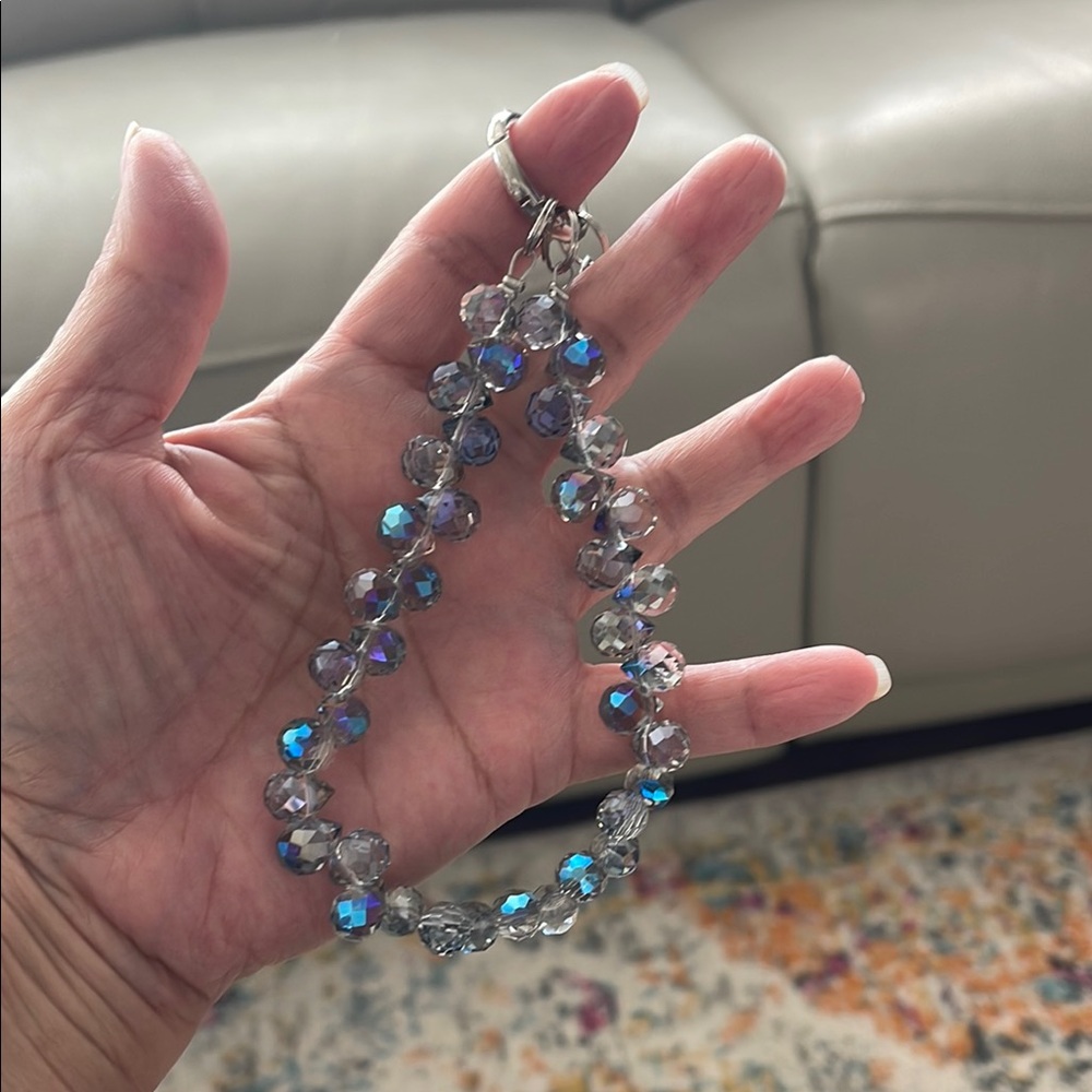 Iridescent Crystal Bead Bag Charm/Phone Chain #3